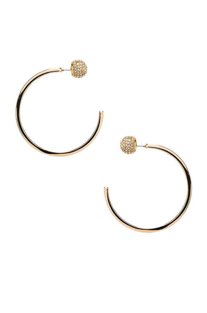 Pave Ball Topped C Hoops