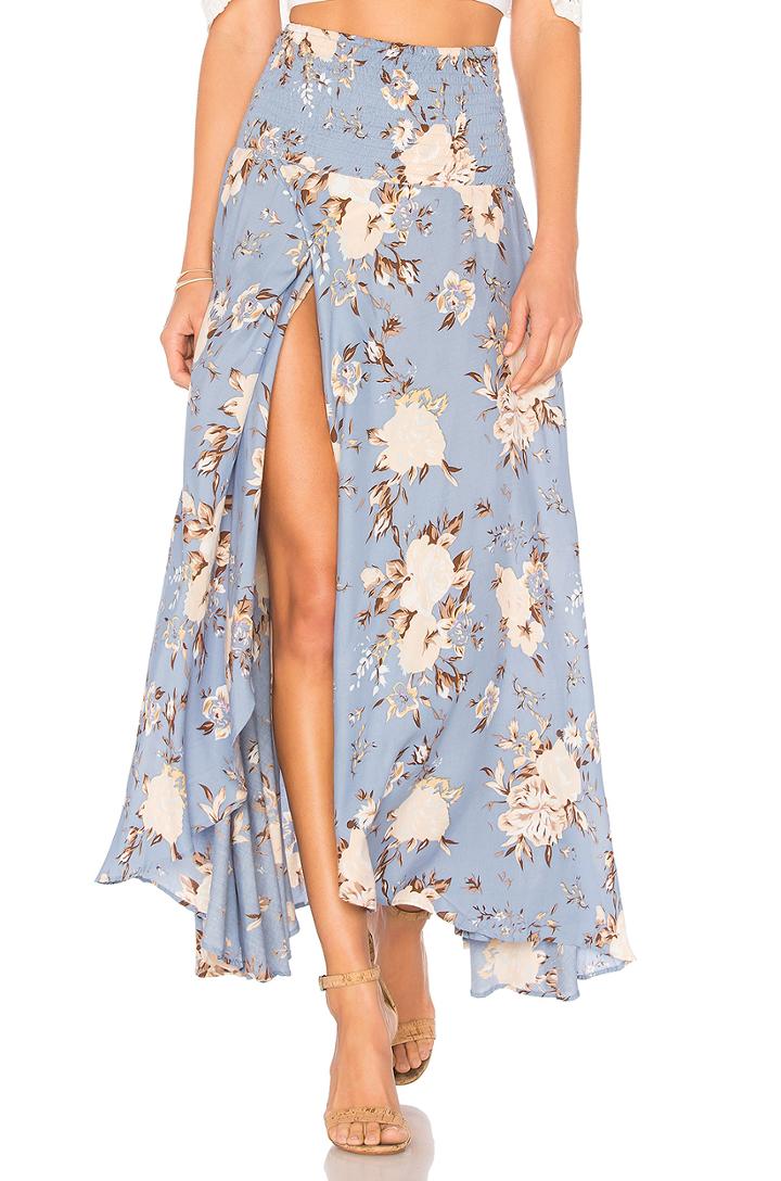 Shirred Waist Maxi Skirt