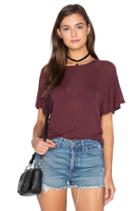 Stretch Crepe Jersey Flutter Sleeve Raglan Top