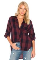 Drop Shoulder Plaid Top