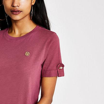 River Island Womens Petite Ri Rolled Sleeve T-shirt