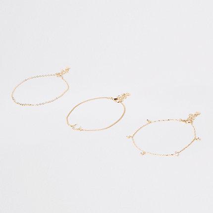 River Island Womens Gold Tone Horseshoe Diamante Anklet