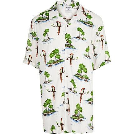 River Island Mens Only And Sons Big And Tall White Hawaiian Shirt
