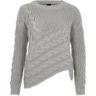 River Island Womens Cable Knit Asymmetric Sweater