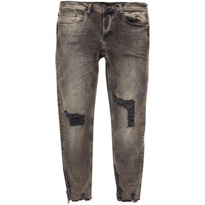 River Island Mens Paint Splattered Sid Skinny Jeans