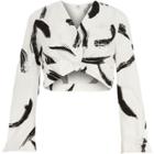 River Island Womens White Abstract Print Twist Front Crop Top