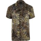 River Island Mens Burnout Short Sleeve Revere Shirt