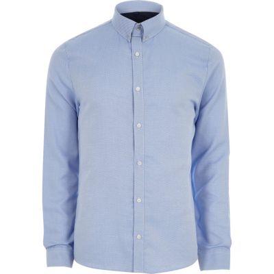 River Island Mens Stripe Collar Bar Slim Fit Shirt