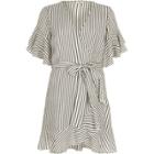 River Island Womens White Stripe Frill Sleeve Tea Dress