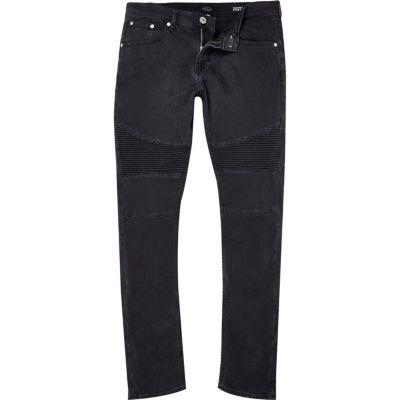 River Island Mens Worn Sid Skinny Stretch Biker Jeans