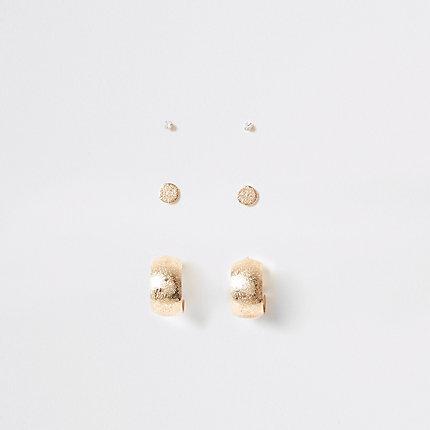 River Island Womens Gold Colour Stud And Hoop Earrings Multipack