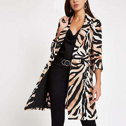 River Island Womens Tiger Print Longline Blazer