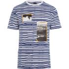 River Island Mens White And Stripe Photo Print T-shirt