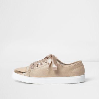 River Island Womens Metallic Toecap Lace-up Sneakers