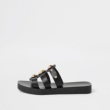 River Island Womens Leather Studded Mule Sandal