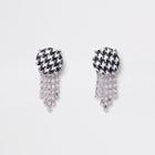 River Island Womens Houndstooth Rhinestone Drop Earrings