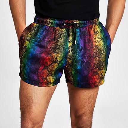 River Island Mens Multi Colour Snake Print Shorts