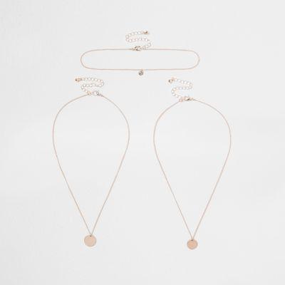 River Island Womens Rose Gold Tone Circle Layer Necklace Set
