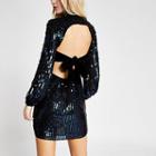 River Island Womens Sequin Open Back Tie Waisted Dress