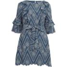 River Island Womens Broderie Frill Tie Waist Dress