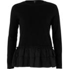 River Island Womens Woven Frill Hem Long Sleeve T-shirt