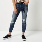 River Island Womens Petite Patch Amelie Super Skinny Jeans