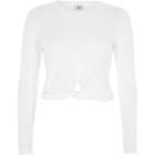 River Island Womens White Twist Front Long Sleeve Crop Top
