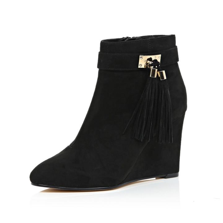 River Island Womens Tassel Trim Wedge Ankle Boots