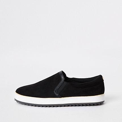 River Island Womens Faux Suede Slip On Sneakers