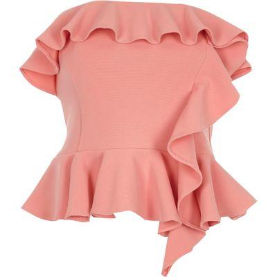 River Island Womens Frill Bandeau Crop Top