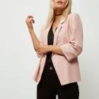 River Island Womens Petite Ruched Sleeve Stripe Blazer