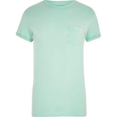 River Island Mens Rolled Sleeve Pocket T-shirt