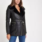 River Island Womens Faux Leather Belted Coat
