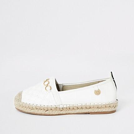 River Island Womens White Snaffle Front Espadrille Plimsolls