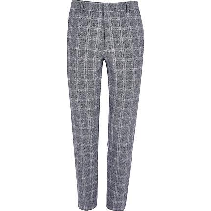 River Island Mens Check Super Skinny Pants