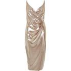 River Island Womens Metallic Nude Wrap Dress