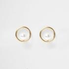 River Island Womens Gold Tone Ring Pearl Stud Earring