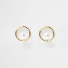 River Island Womens Gold Tone Ring Pearl Stud Earring