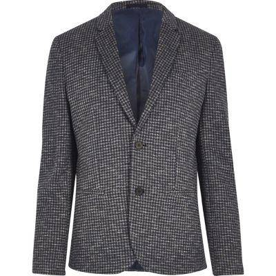 River Island Mens Check Skinny Fit Cropped Blazer