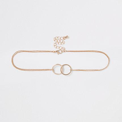 River Island Womens Gold Colour Chain Interlink Circle Choker