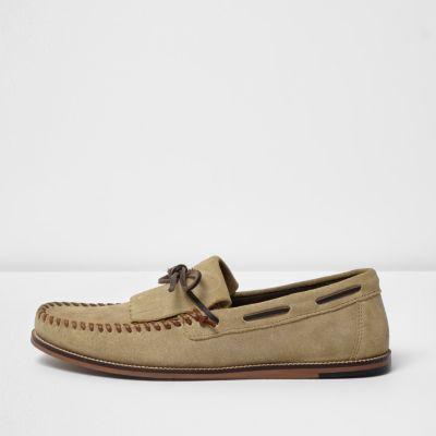 River Island Mens Suede Fringe Moccasins