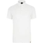River Island Mens White Muscle Fit Waffle Block Polo Shirt