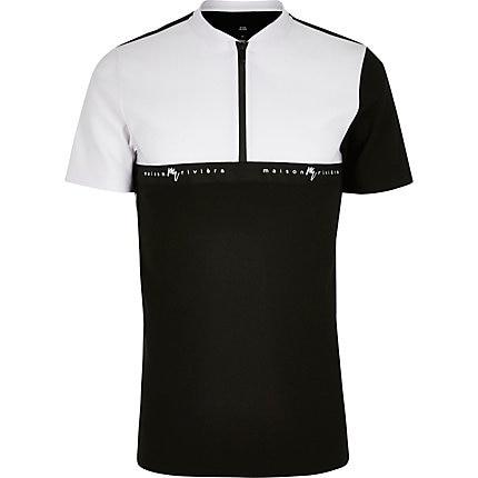 River Island Mens White Maison Riviera Slim Fit Zip Polo Shirt