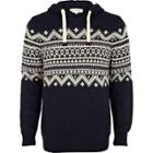 River Island Mens Fair Isle Panel Hooded Sweater