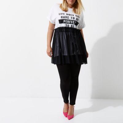 River Island Womens Plus White 'perfect' Mesh Overlay T-shirt