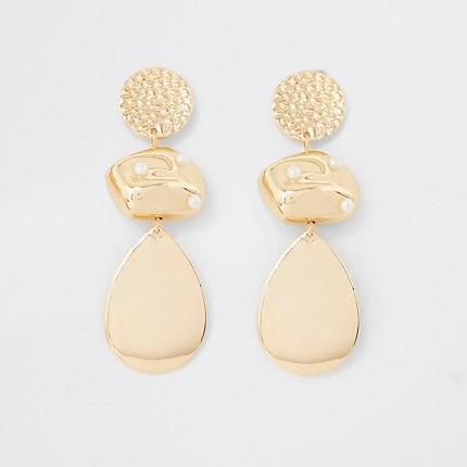 River Island Womens Gold Colour Scattered Pearl Drop Earrings