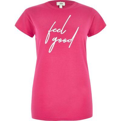 River Island Womens 'feel Good' Print Fitted T-shirt