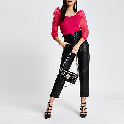 River Island Womens Organza Puff Sleeve Top