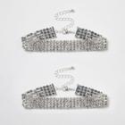 River Island Womens Silver Tone Rhinestone Sparkly Anklet Pack