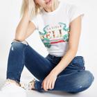River Island Womens White 'belle' Fitted T-shirt